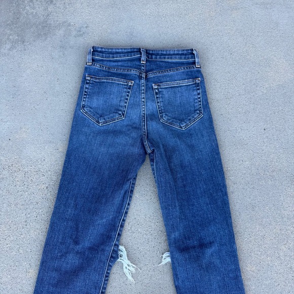 L'AGENCE Women Size 24 Dark Wash Distressed Knee High Rise Straight Leg Jeans - Picture 8 of 8